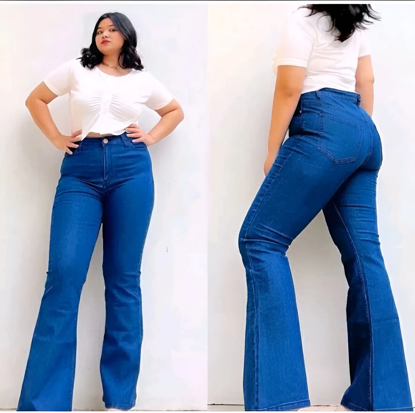 Celana Jeans Wanita Elvien Cutbray Highwaist Size Jumbo 31-52, Stretch Melar Panjang Celana 100cm-110cm
