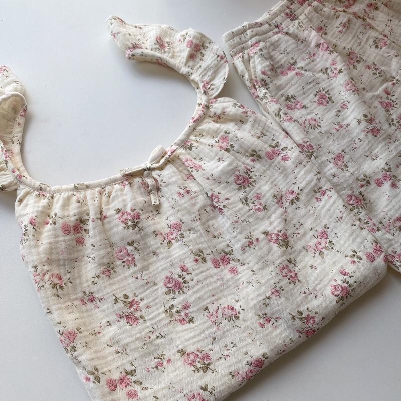 NERSIN Bộ đùi mặc nhà 2 dây cánh tiên xinh xắn chất liệu vải xô muslin cao cấp Nữ 8