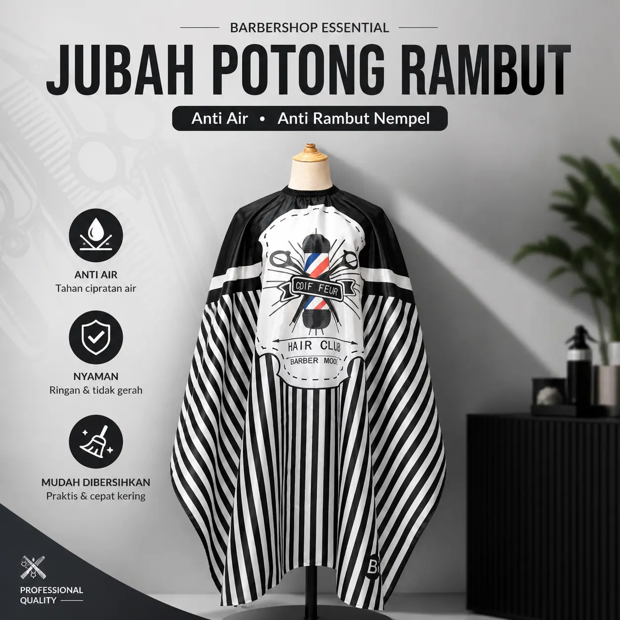 Mutiara Mall - Jubah Potong Rambut | Apron Salon Barbershop | Cape Pangkas Rambut
