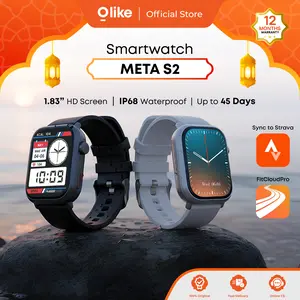 Olike Smartwatch Meta S2 1.83" HD Screen 1000mAh Sync Strava IP68 Tahan Air Healt & Sport Monitoring