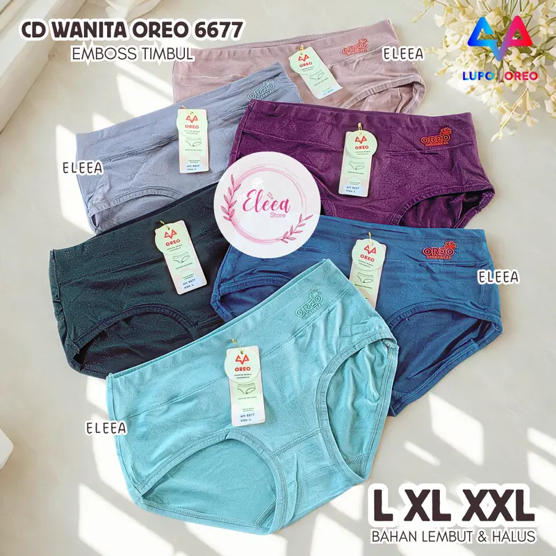 Cd Oreo 6675 Celana Dalam Wanita Dewasa Polos Kombinasi Pinggang High Waits Bahan Katun Super Soft Lembut Nyaman - ELE0705 2