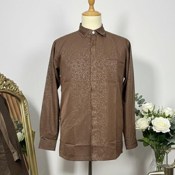 Kemko Sultan Kemeja Abdullah Lengan Panjang Mahogany Bahan Katun Embos Premium - Coksu, M