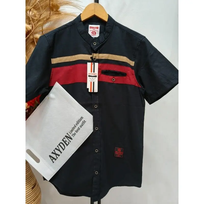 kemeja KEMKO AXYDEN PREMIUM QUALITY kemeja pria lengan pendek kerah sanghai kemeja motif terbaru 1