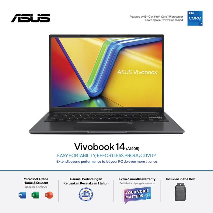 Gambar Asus Vivobook 14 A1405VA VIPS [i7-13620H|RAM 16GB|SSD 1TB|Win11|OHS24+365] dari megacom.id Kota Administrasi Jakarta Pusat Tokopedia