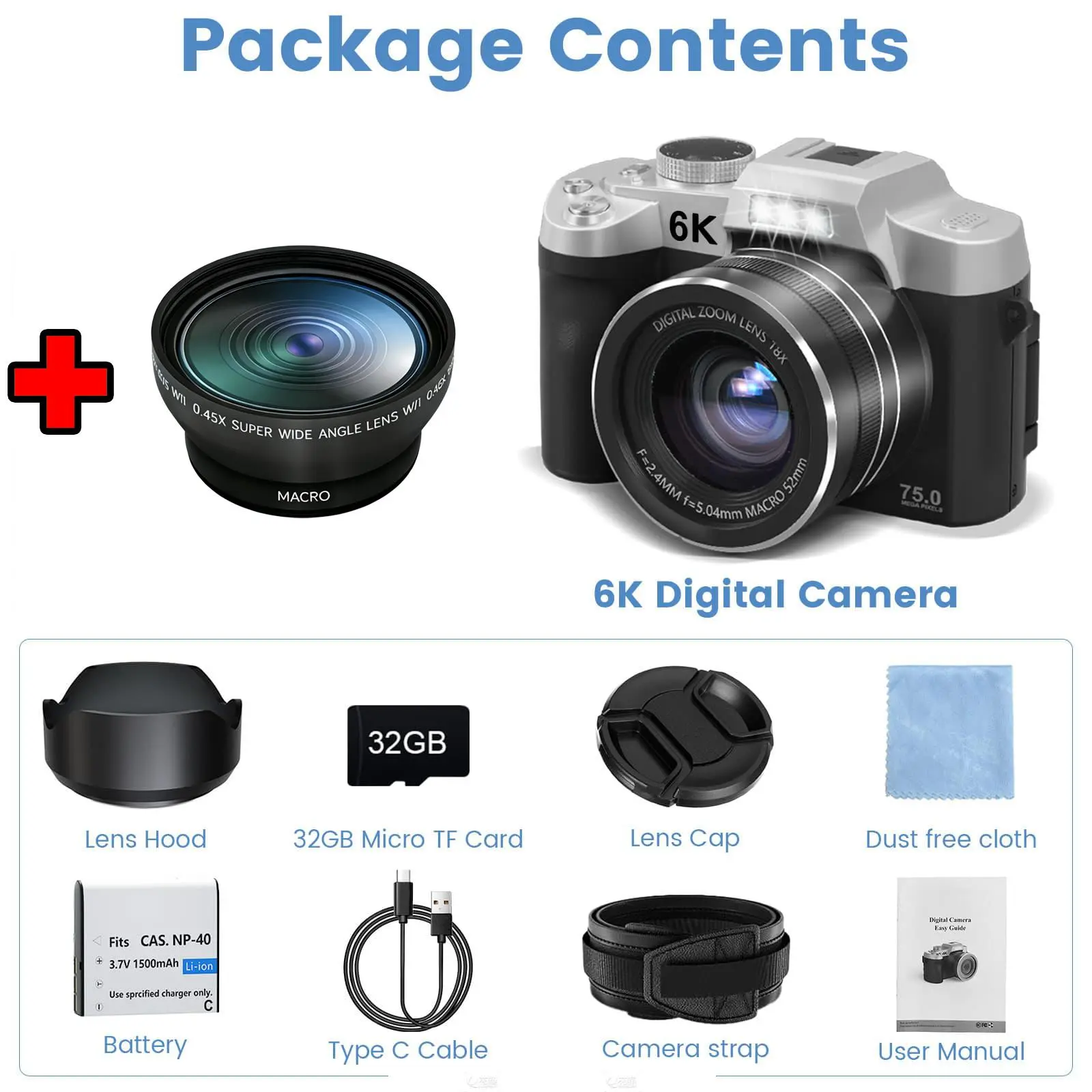 6K Digital Camera 84MP 18X Zoom 3