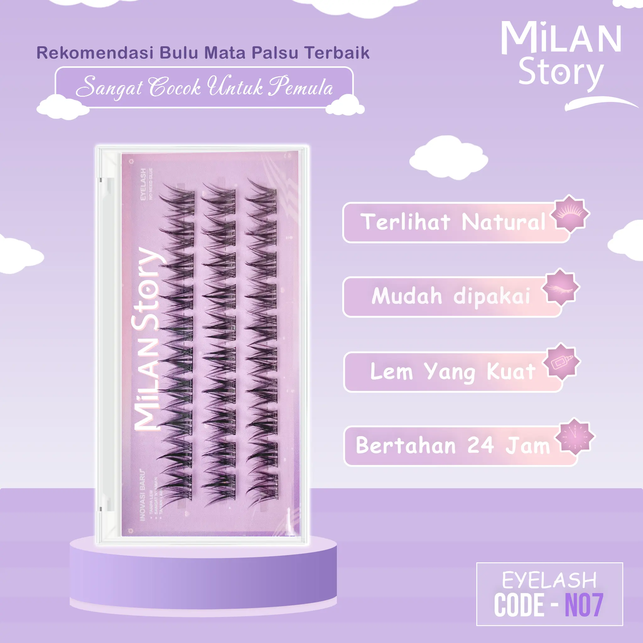 [ LANGSUNG TEMPEL ] MILAN STORY Bulu Mata Palsu Individual Lashes N07 Korean | Eyelash Extension Tanpa Pinset