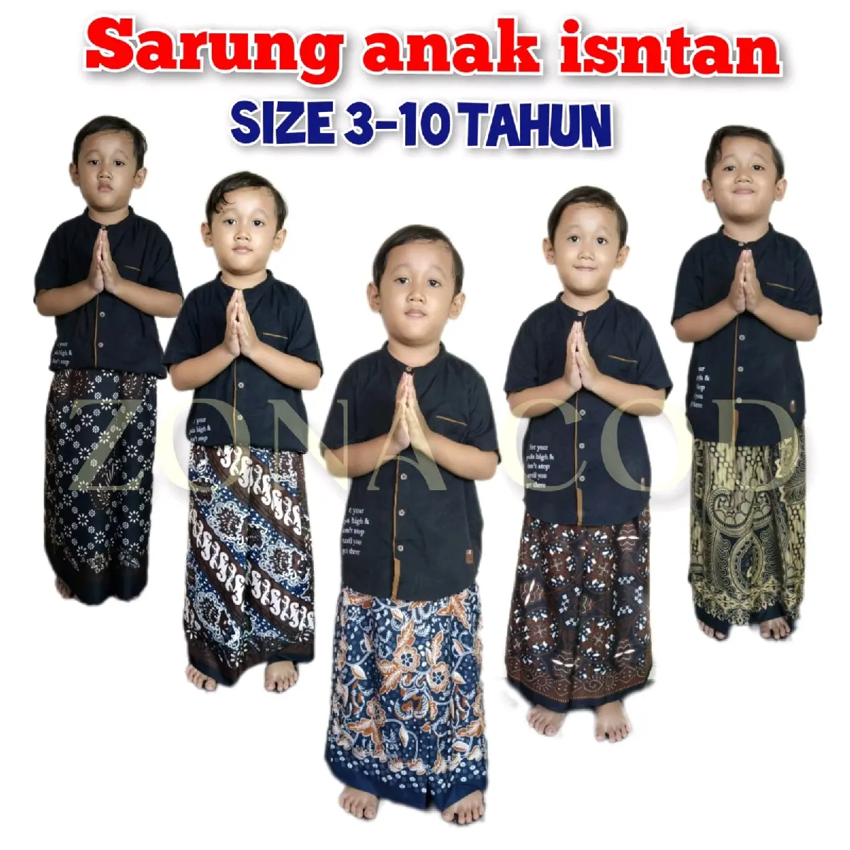 Sarung Anak Instan 3-11 Tahun Sarung Batik Sarung Katun Setelan Baju Muslim  Nyaman