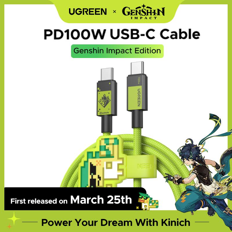 【Genshin Impact X UGREEN PD 100W Sạc nhanh,  Cáp USB-C sang USB-C, Phiên bản Genshin Impact, Compatible with iPhone 17 Pro Max, 16,15, Macbook, Xiaomi, SAMSUNG