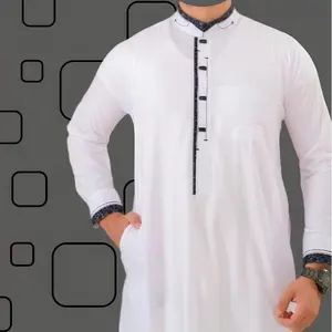 GAMIS JUBAH AL HARAMAIN LENGAN MANSET KERAH KEMEJA KANCING KOTAK BORDIR MODEL 01