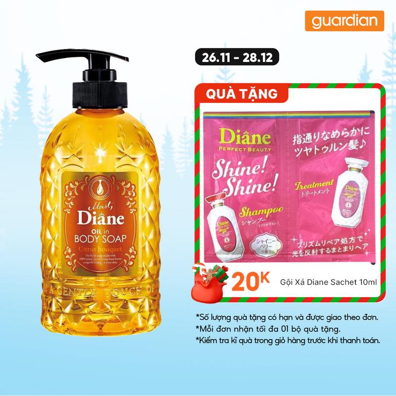 Sữa Tắm Dưỡng Ẩm & Sáng Mịn Da Hương Cam Quýt Moist Diane Oil in Body Soap Citrus Bouquet 500Ml