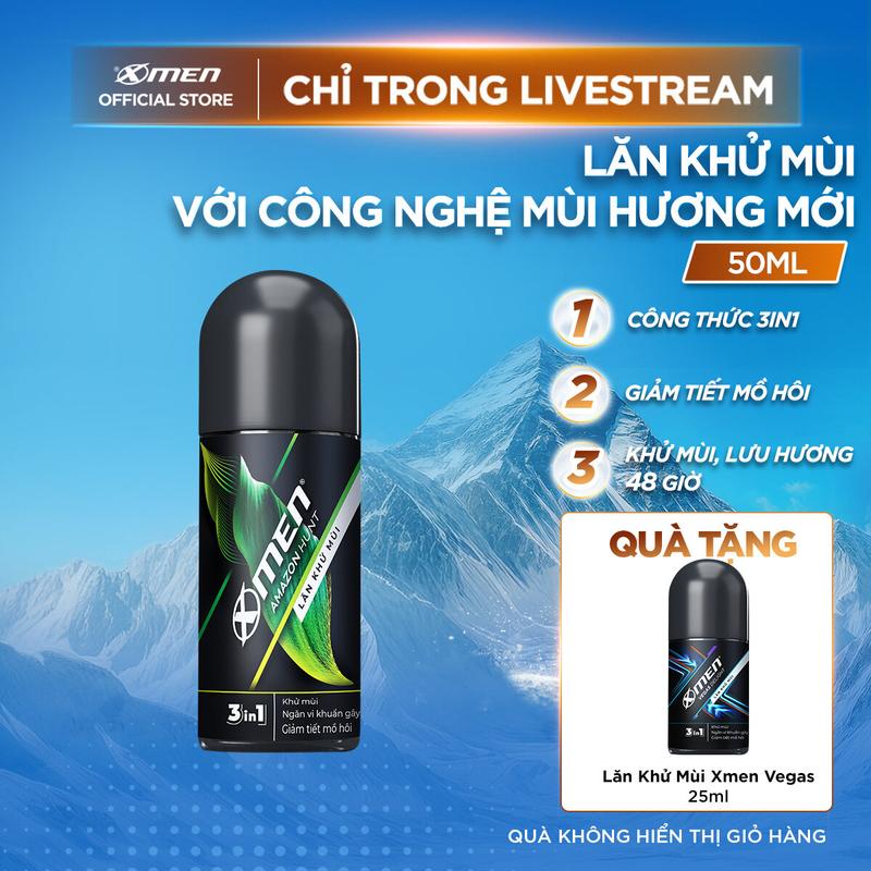 [COMBO MUA 1 TẶNG 1] Lăn khử mùi Xmen Amazon Hunt/Vegas Delight 50ml + Tặng Lăn khử mùi Vegas Delight 25ml [V]