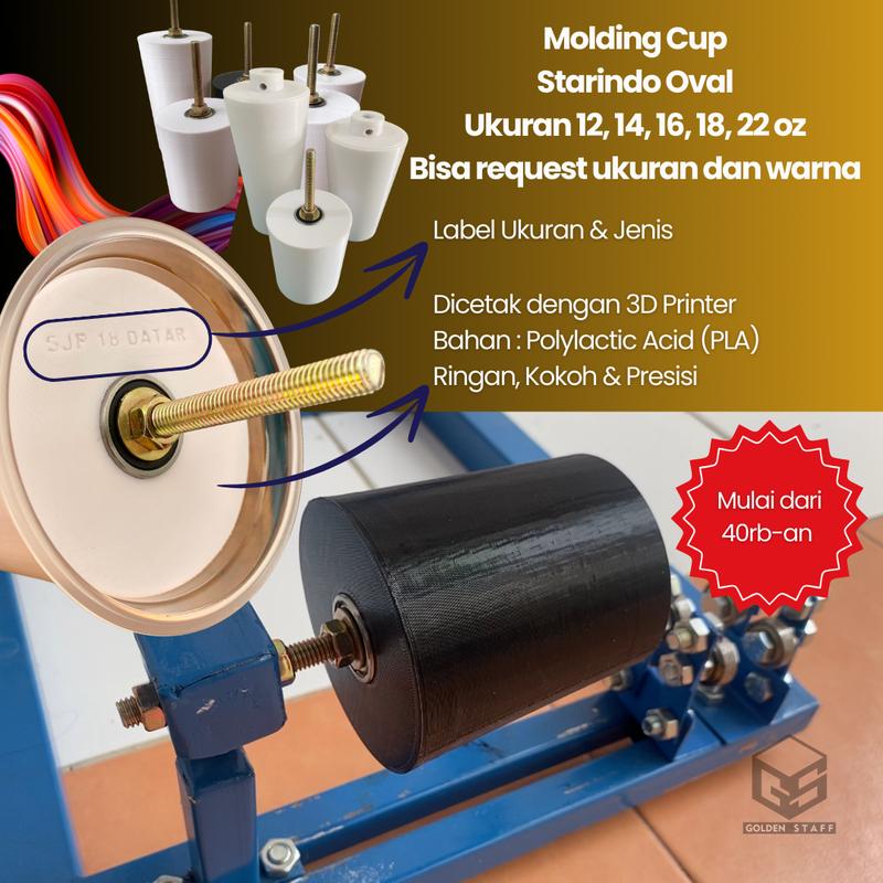Molding Cup 12 14 16 18 22 oz Murah Untuk Cup Oval | 3D Print | Bahan PLA | Kokoh, Ringan, Presisi 1