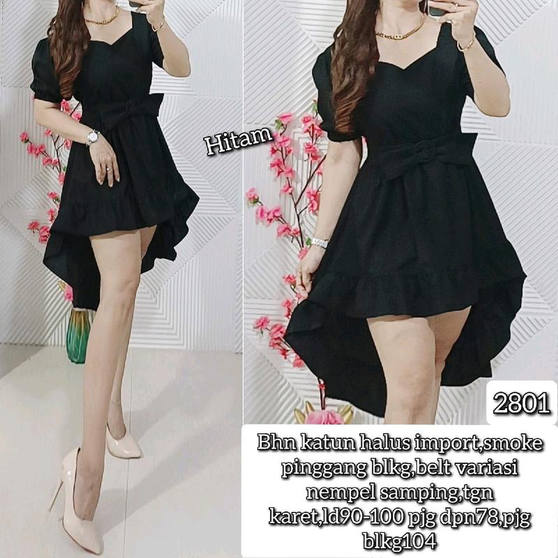 2801 - Dress bhn Katun halus import, smoke pinggang blkg, BELT Variasi 3