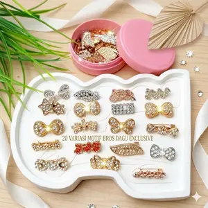 20 pcs BROS DAGU MIX Motif 1,5 cm Bros Hijab Jilbab Bross Jilbab Bros Kecil Peniti Pin Hijab