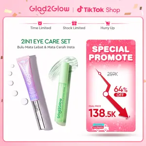 [BPOM]GLAD2GLOW 2IN1 EYE CARE SET-LASH & BROW INTENSE SERUM+Brightening Eye Cream | Bulu Mata Lebat & Mata Cerah Insta-Eye Mascara Extract Lebat Melebatkan Maskara Eyelash peptides complex ANTI-RONTOK MASSAGE dark circle