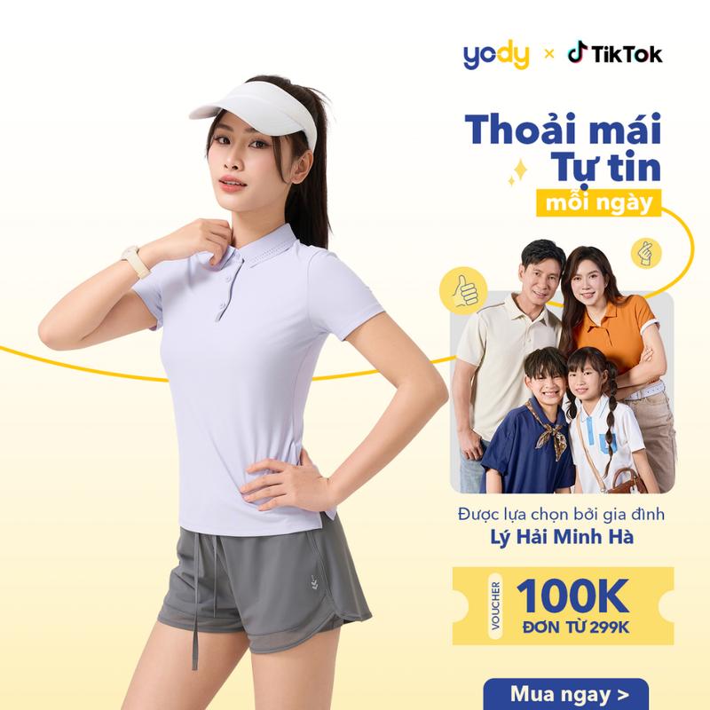 YODY Áo Polo Nữ Airycool Ép Seam Lá Cổ Laser WAPO25S027