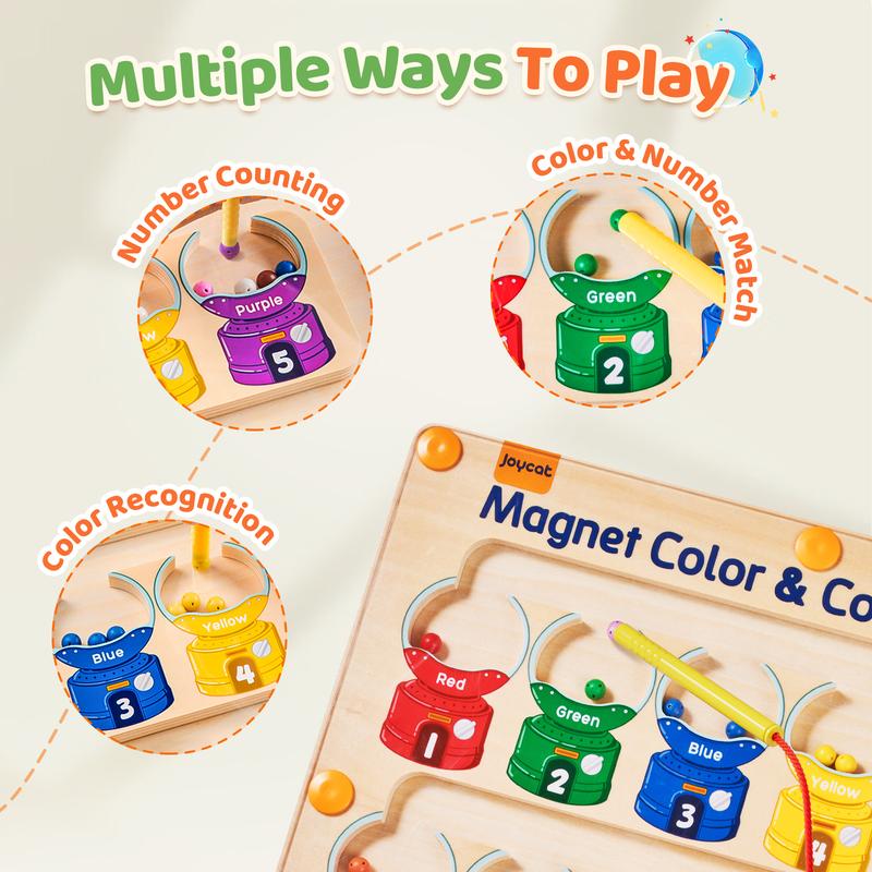 JoyCat Color and Number Maze, Montessori Educational Wooden Color Matching  Counting Puzzle Board