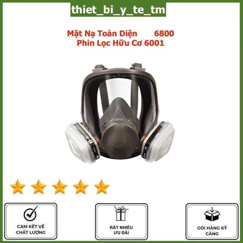 Bộ mặt nạ bảo hộ 6800 Sử Dụng Phin Lọc 6001CN mặt nạ Full Face toàn diện cao cấp dùng lọc hơi phun thuốc trừ sâu, phun sơn PU, ngăn bụi mịn, bụi gỗ, bụi bột bả thạch cao, ngăn mùi hôi và các loại bụi khác
