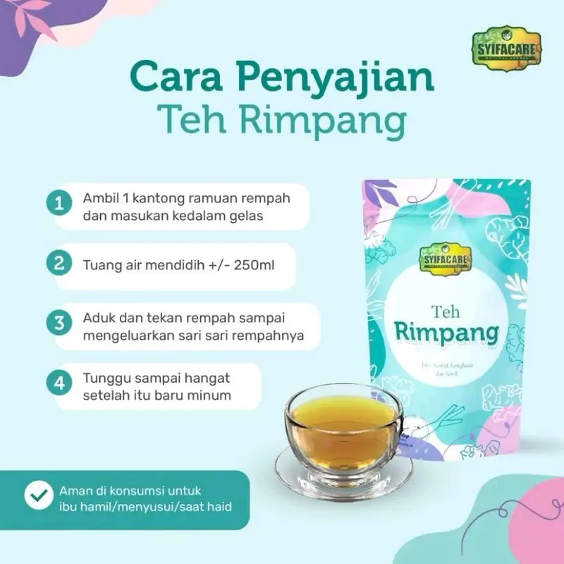 READY TEH RIMPANG SYIFACARE - minuman herbal rempah jahe kunyit lengkuas sereh - BPOM & HALAL Tea Instan 3
