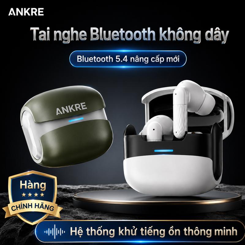 Tai nghe Bluetooth không dây ANKRE 5.4, âm thanh HiFi, khử tiếng ồn ENC, pin lâu, chống nước IPX5, cảm ứng thông minh