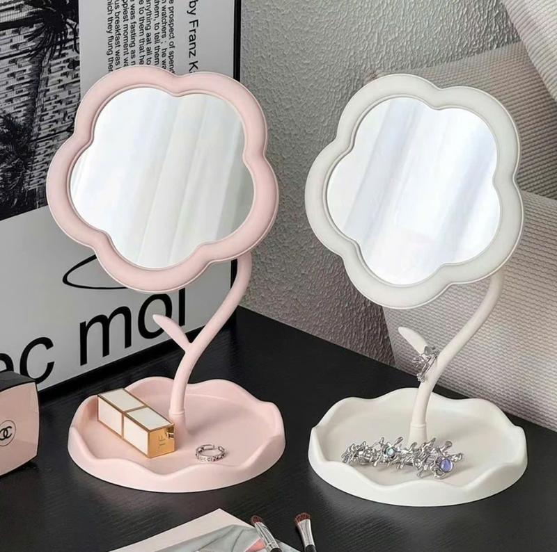 ( GIAO MÀU NGẪU NHIÊN ) Gương để bàn Decor Hình Hoa Đáng Yêu Gương Trang Điểm Để Bàn Xinh Xắn Có Khay Đựng