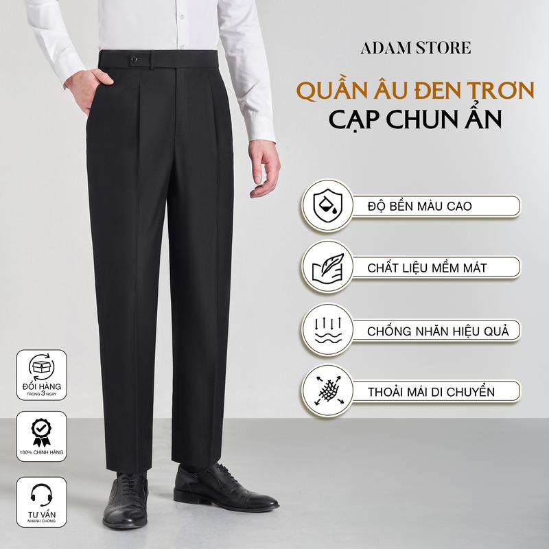 QUẦN ÂU ĐEN TRƠN NAM ADAM STORE CẠP CHUN ẨN Q401K6 GAM MÀU CƠ BẢN KHÔNG BAO GIỜ LỖI MỐT