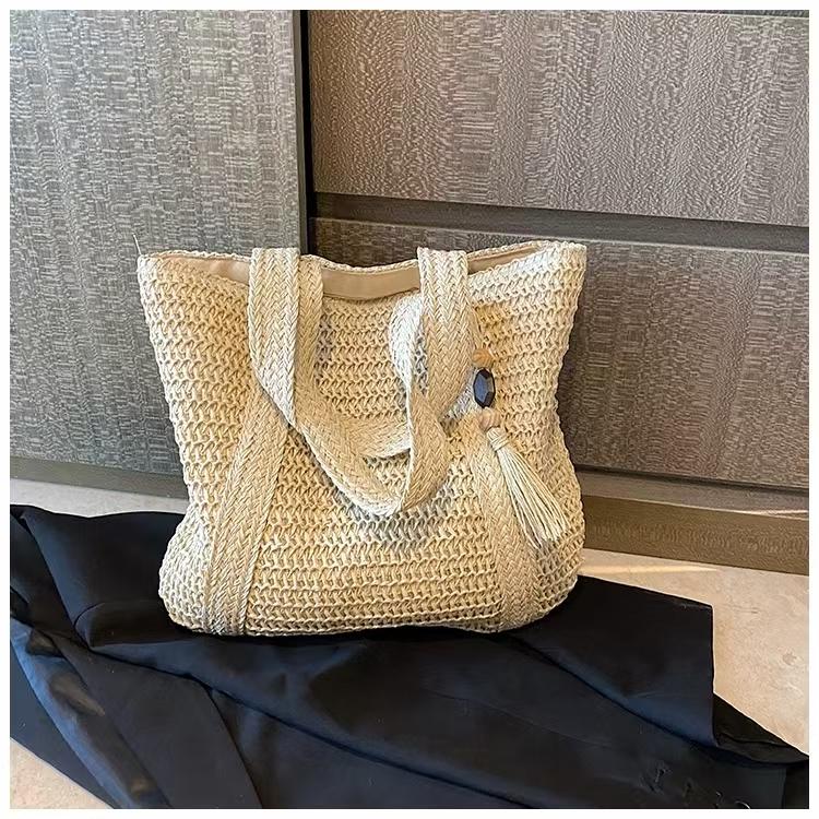Product Introduction of 2024 Fashion Retro Tote Bag Tas Jerami Wanita Tas Jerami Kapasitas Besar Gaya Liburan Tas Tenun 13