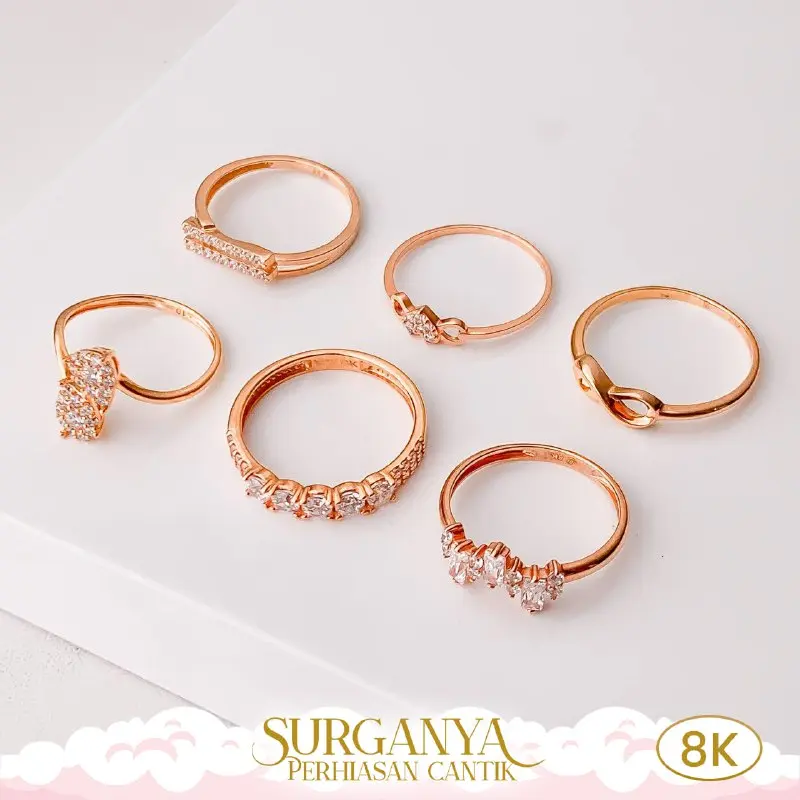 Cincin UBS Model List Variasi Permata Kadar Muda 8K Macan Gold 0