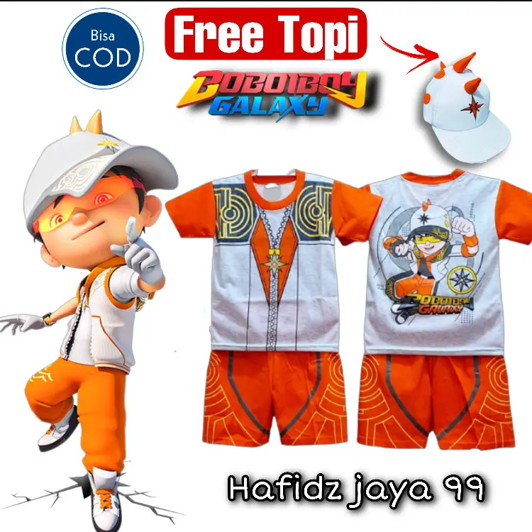 SETELAN ANAK LAKI-LAKI SET BOBOIBOY SOLAR GRATIS TOPI /BOBOBOY/BOBOI/BOBOBOI