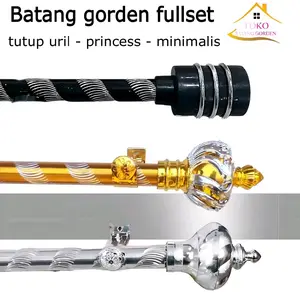 Batang Gorden Fullset Tutup URIL Tutup Princess & Minimalis - batang uril Ukuran 30cm-400cm Batang URIL Fleksibel untuk Penutup Jendela atau Pintu