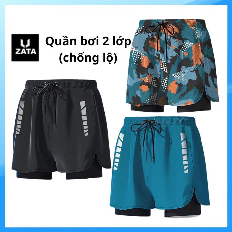 Quần bơi nam 2 lớp cao cấp, Quần thể thao nam co giãn 4 chiều, Chống thấm nước, Thiết kế body bó sát, Chất liệu bền vững, Quần chạy bộ, Tập gym, chơi Pickleball, Tennis ZATA