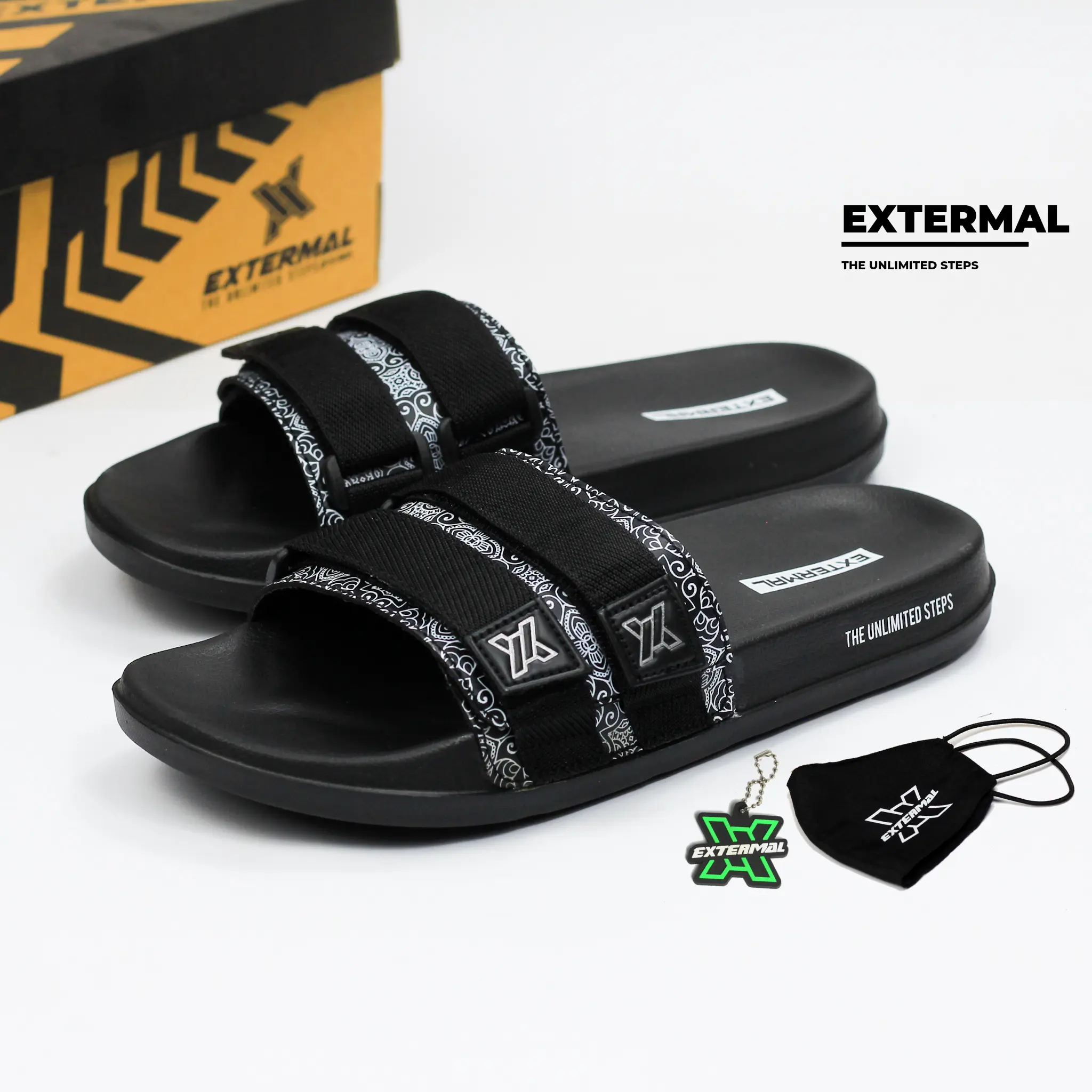 Extermal - 022 Fullprint - Sandal Slide Pria Terbaru Sendal Selop Cowok Slip On Terbaru