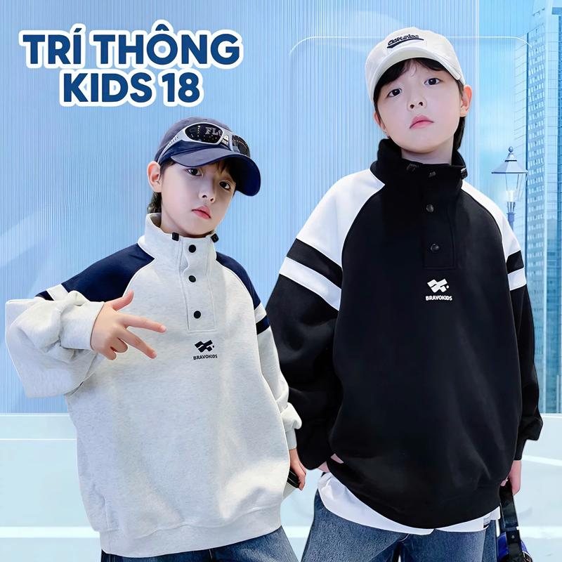  ÁO SWEATER CÚC CÀI "BRAVO" 20-46KG CHO BÉ TRAI. Chất NỈ CÀO BÔNG Dày Dặn - Áo khoác Áo dài tay thu đông B189 