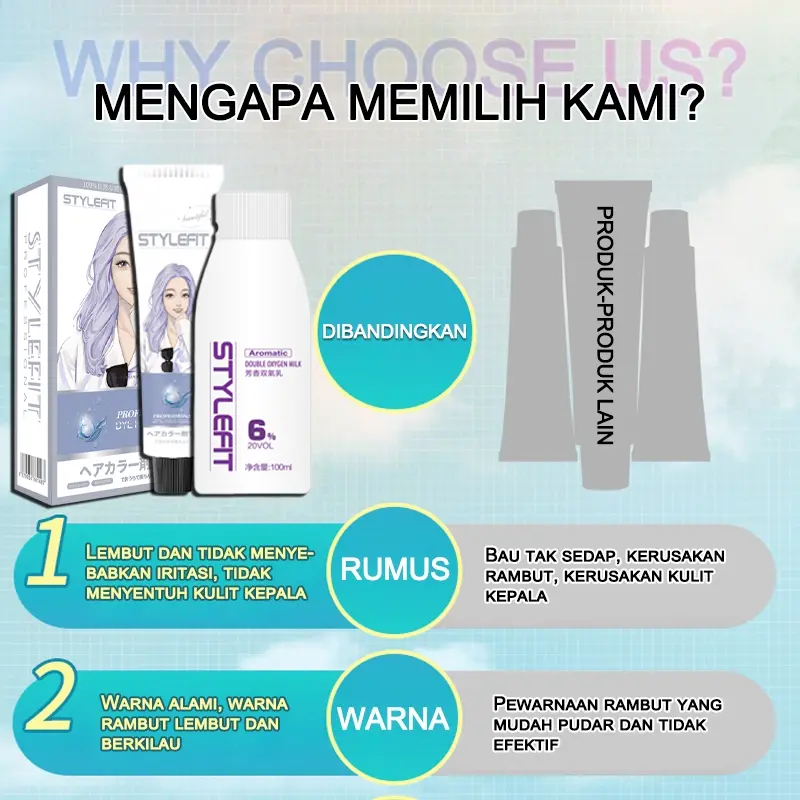 【Menutup uban】Cat rambut ungu hitam 200ML Tidak perlu pemutih(semir rambut ungu,cat rambut ungu,cat rambut purple,shampoo pewarna rambut,pemutih,hair color,warna rambut,ash grey hair colour,bremod milk tea ash,semir rambut warna biru,cat rambut abu abu) 7