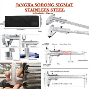 Jangka Sorong Stainless 6 INCH Vernier Caliper 150MM Sigmat Besi Manual