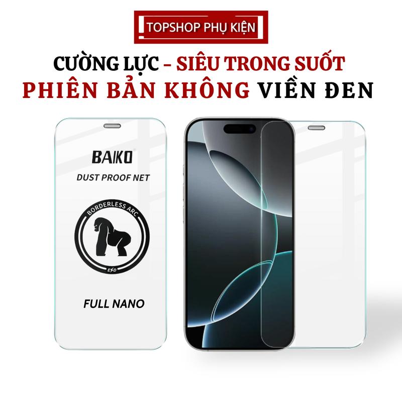 Kính Cường Lực iPhone Không Viền Đen - Siêu Trong Suốt - Độ Cứng 9H Dành Cho iPhone 16 Promax 15 Promax 14 Promax 13 Promax 11 Promax X Xs max Xr 12 Promax Pro Plus