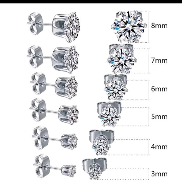 (1Pasang ) Anting Titanium Permata Pria Dan Wanita Anti Karat //Anting stud//Tindik Permata 2