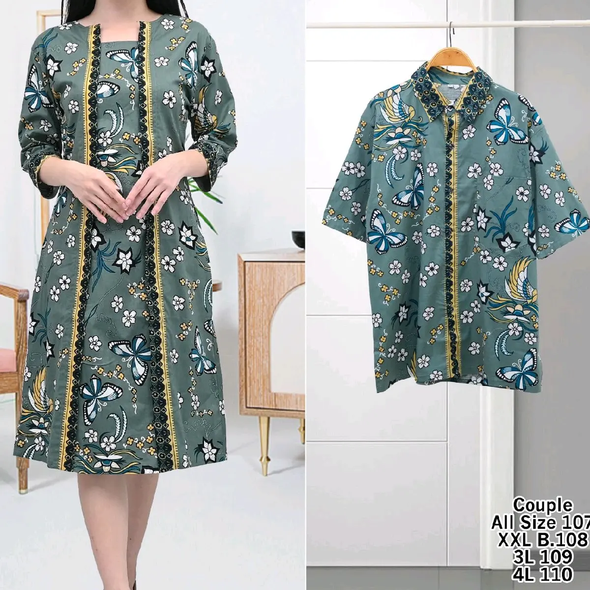 Couple dress dan kemeja batik- katun stretch 107