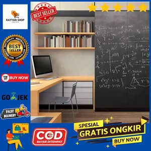 ticker Instant Blackboard Papantulis Belajar Anak Tembok Stiker Ukuran 2 Meter Jumbo Besar Gulung Dekorasi Pernak Pernik Dinding Kamar Rumah Kantor Memo Catatan Stiker Dinding Papan Tulis Kapur Flexible 200 x 45 cm Hitam Wall / Wallpaper Stiker DindTulis