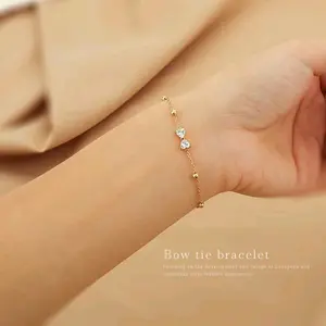 Gelang Wanita Permata Design Pita Rantai Biji Lada Titanium Anti Karat