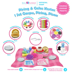 10pc Piring kue kertas polos berbagai warna / Polkadot / Gelas Kertas | 1 Set Piring Garpu Pisau Kue Ulang Tahun