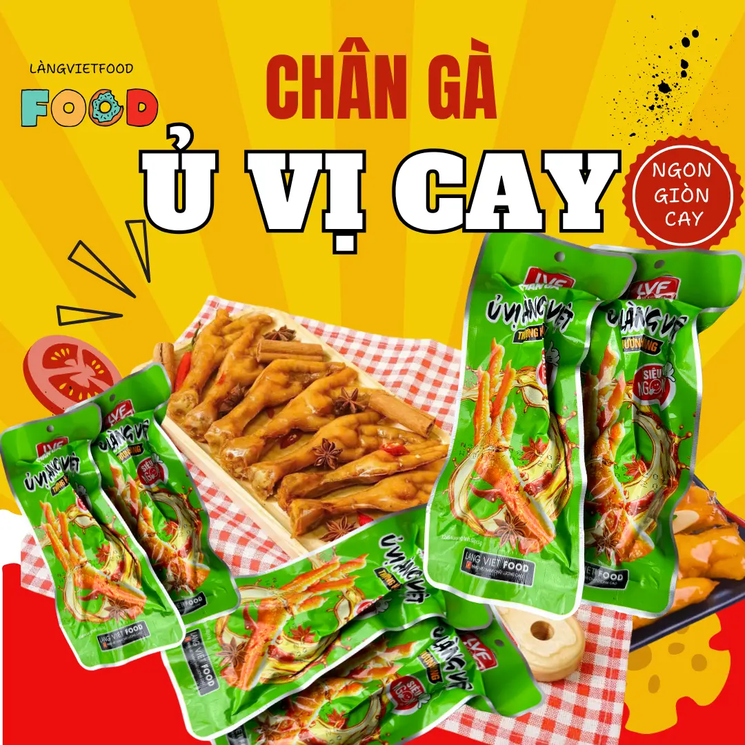 (Tặng 2 chân)[Combo 30 Chân gà ủ vị làng việt 35g Xanh Cay giòn ngon] chângà