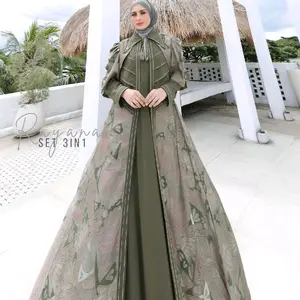 Dianara gamis cardigan scraff syar'i by Trevana terbaru 3in1