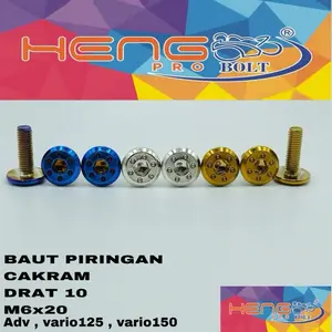 BAUT PROBOLT M6X20 BAUT DISC BAUT PIRINGAN CAKRAM MOTOR SUPRA X LAMA ADV VARIO NEW VARIO BAUT 5 HARGA SATUAN
