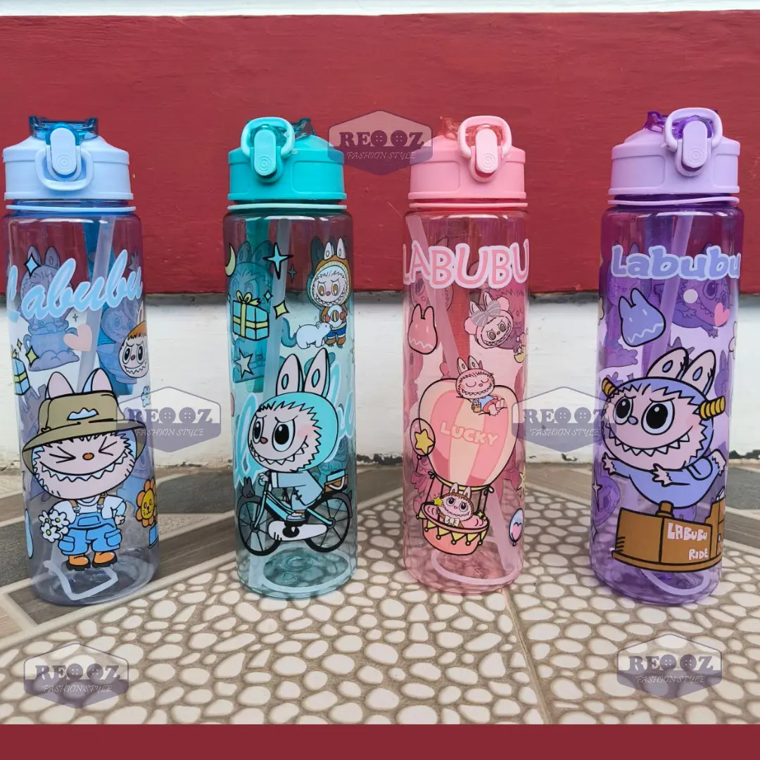 BOTOL LABUBU /BOTOL MINUM VIRAL /Botol Transparan Tali Pendek/ BOTOL ANAK SEKOLAH