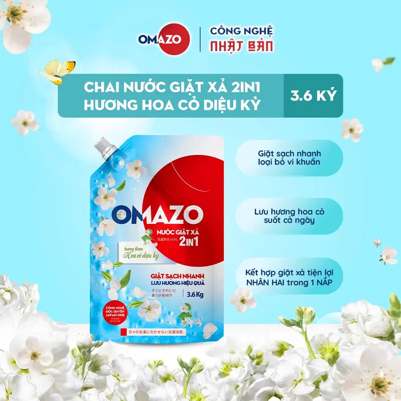 [GIFT] Túi Nước Giặt Xả Omazo Đậm Đặc Hương Hoa Cỏ Diệu Kỳ Lưu Hương Và Làm Sạch Hiệu Qủa 3.6kg 1
