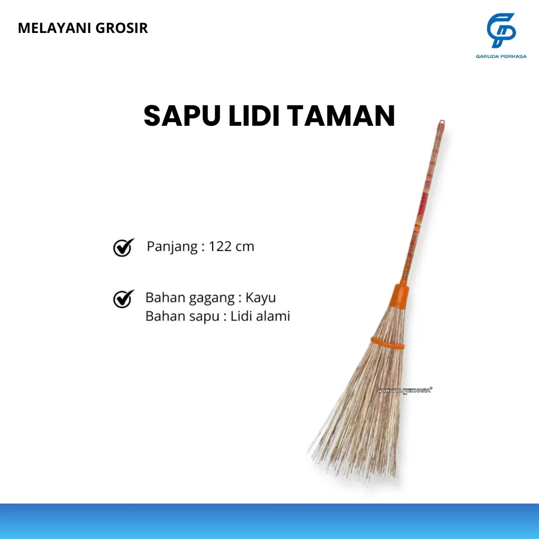 Sapu Taman Gagang Kayu Orange / Sapu Lidi Halaman / Sapu Kebun Panjang
