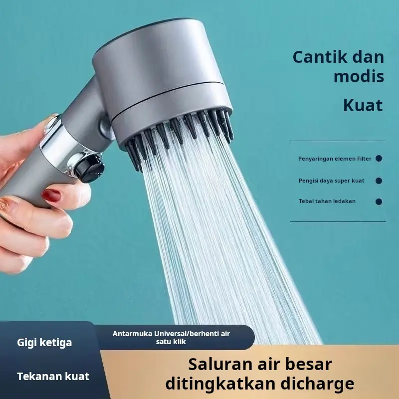 Pakai kepala mandi yang kuat dan tekanan dengan filter mandi yang sangat kuat, kepala mandi yang tekanan, dan kepala mandi hujan