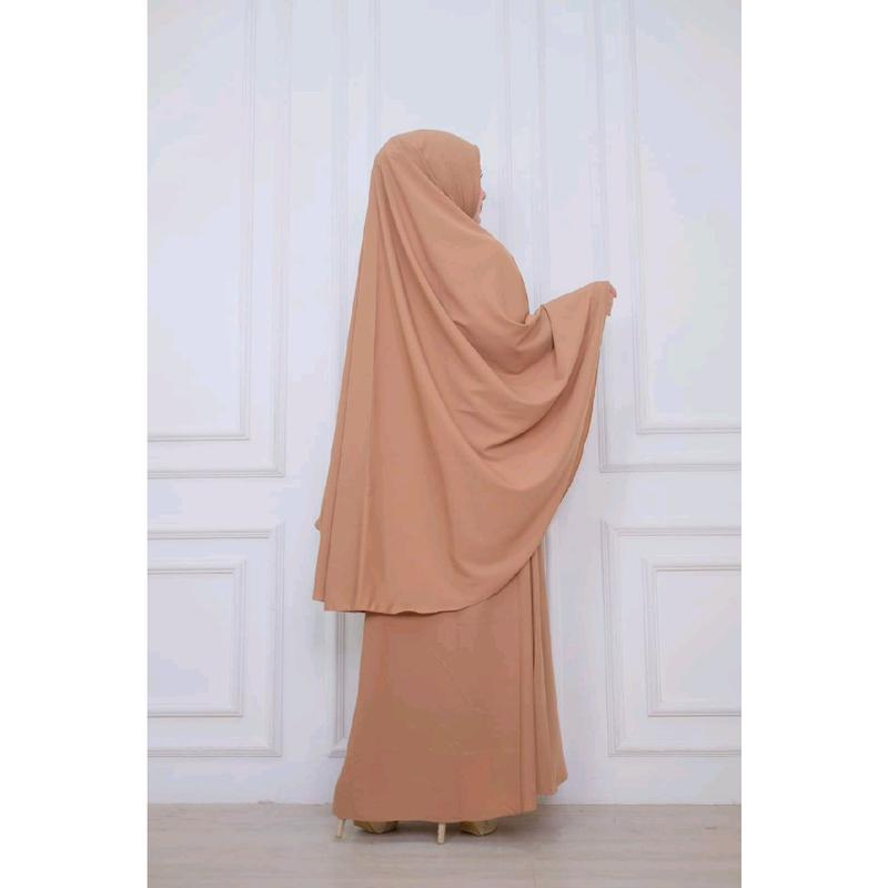 Khadijjah Set Syar'i / Gamis Khadijah Set Khimar Wolfis / Gamis Set Khimar Polos Bahan Wolfis Premium 3