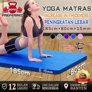 BoFei- 15MM Yoga Mat Anti Slip Tebal Premium Matras Olahraga Sport Pilates Mat Gym Mat